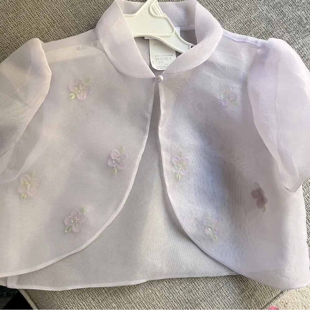 BONNIE JEAN Sheer Lavender Floral Special Occasion Bolero Girls 10 NEW NWOT